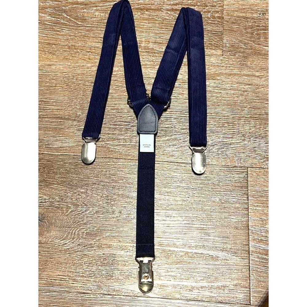 Clip-On BowTie Suspenders Set‎ Plaid Corduroy -Blue-Boys Holiday Christmas - Picture 3 of 6